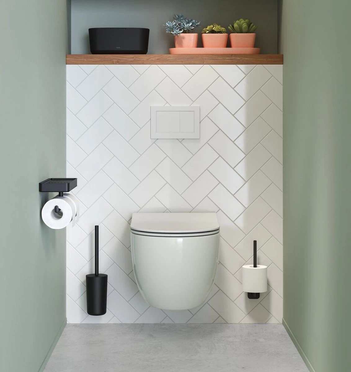 Tiger Carv - Toiletrolhouder Met Planchet - Zwart - Afbeelding 3