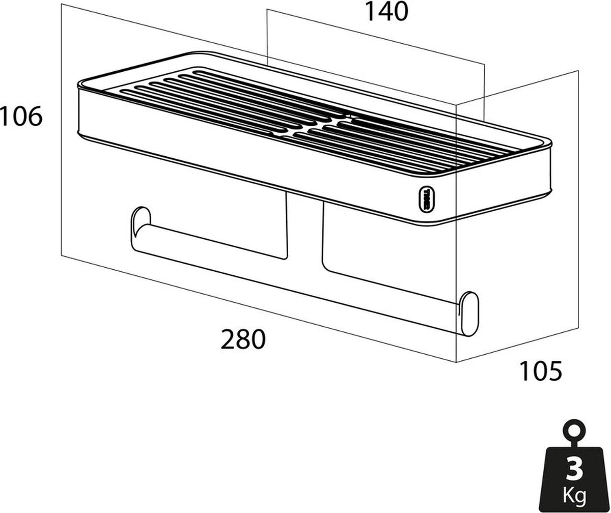 Tiger Carv - Toiletrolhouder Met Planchet - Zwart - Afbeelding 2