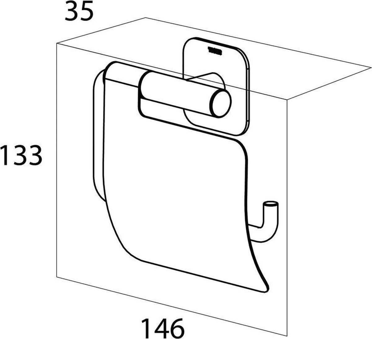Tiger Colar - Toiletrolhouder Met Klep - Zwart - Afbeelding 2