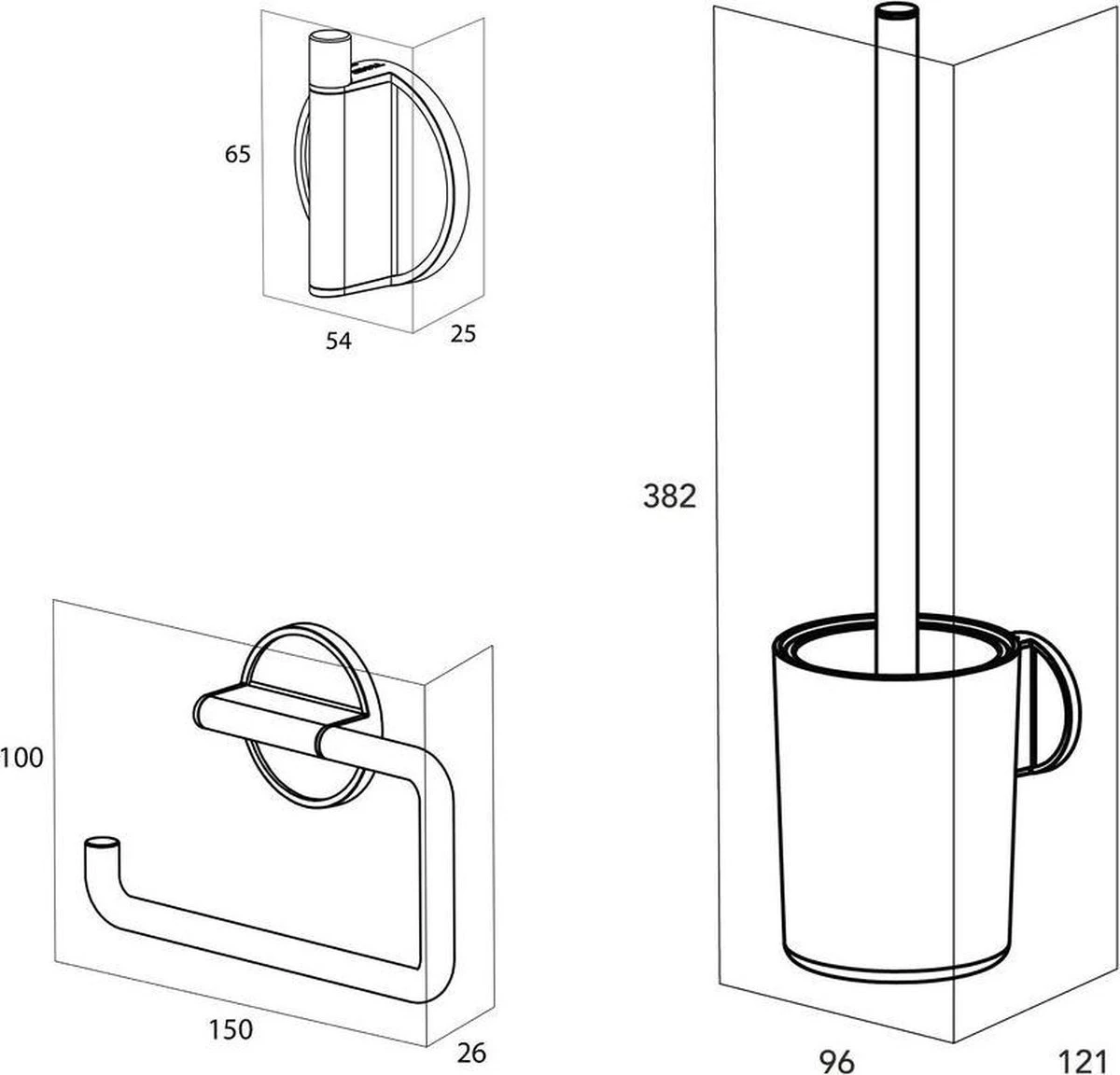 Tiger Tune - Toiletaccessoireset - Toiletborstel Met Houder - Toiletrolhouder Zonder Klep - Handdoekhaak – Messing Geborsteld / Zwart - Afbeelding 9