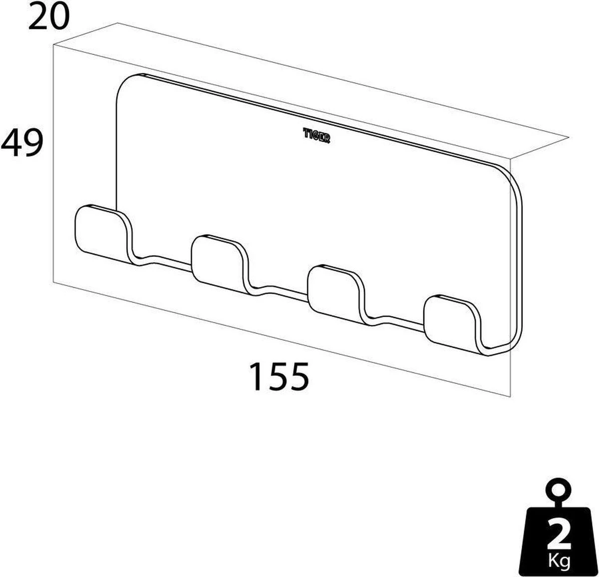Tiger Colar - Handdoekhaak Multi - Zwart - Afbeelding 2