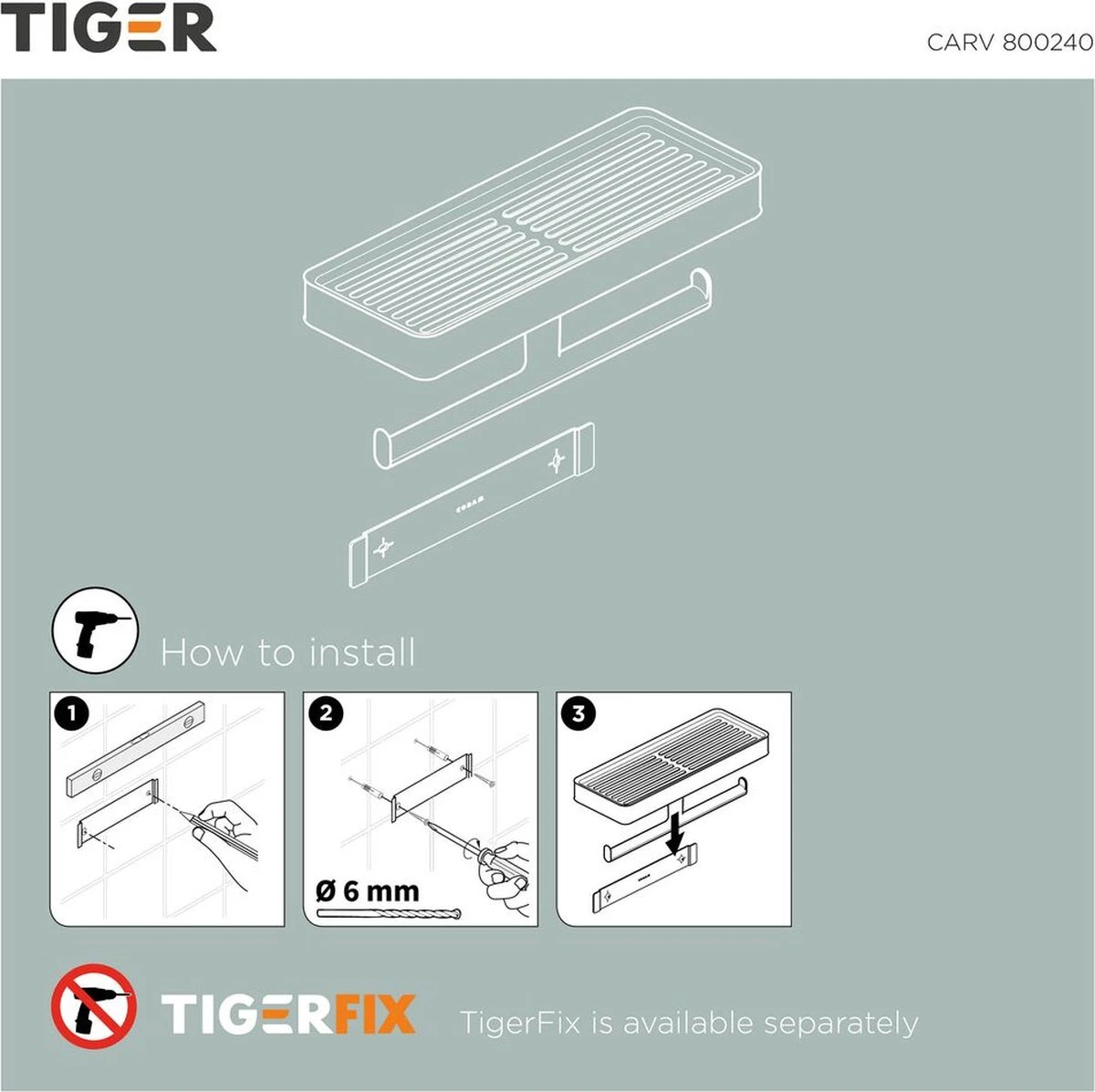 Tiger Carv - Toiletrolhouder Met Planchet - Zwart - Afbeelding 6