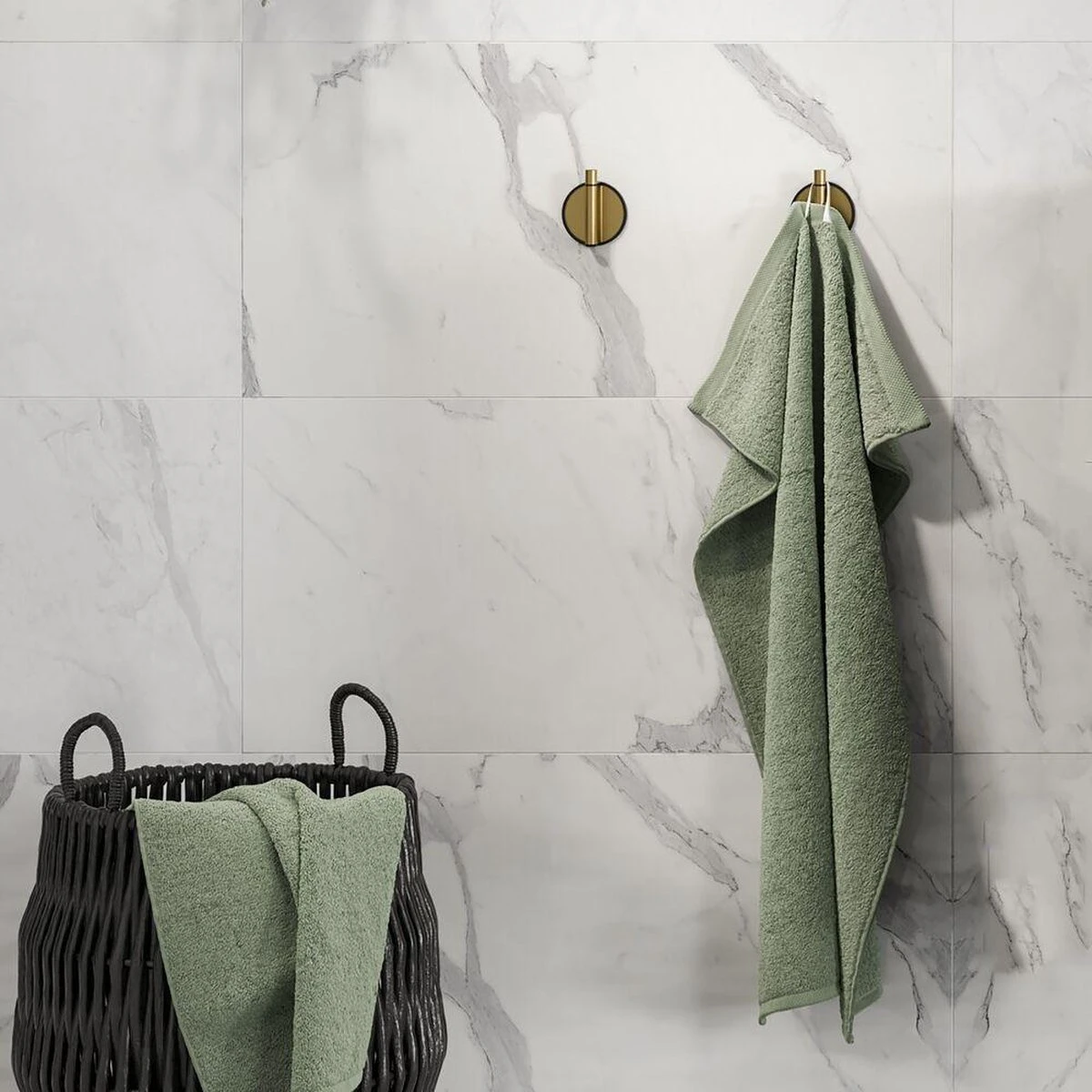 Tiger Tune - Toiletaccessoireset - Toiletborstel Met Houder - Toiletrolhouder Zonder Klep - Handdoekhaak – Messing Geborsteld / Zwart - Afbeelding 6