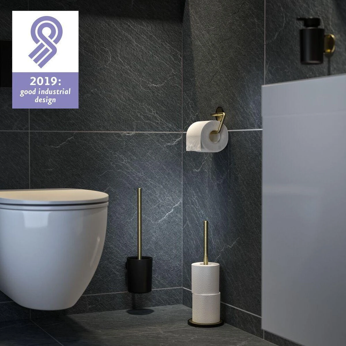 Tiger Tune - Reserverolhouder Vrijstaand - Messing Geborsteld / Zwart - Afbeelding 5