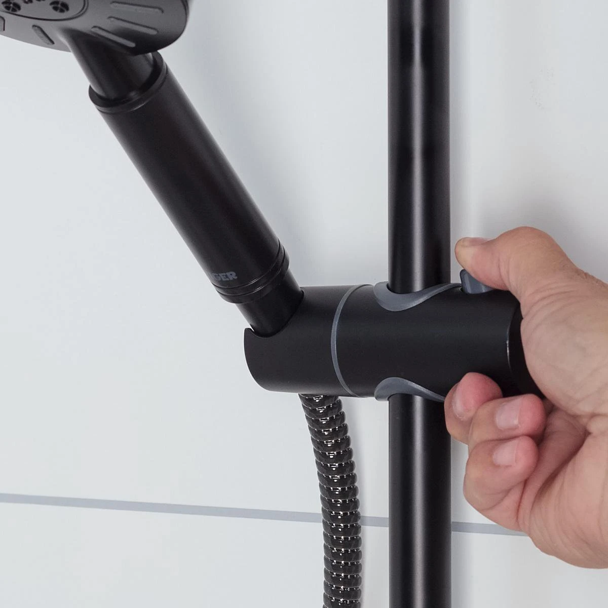 Tiger Tyne Doucheset - Regendouche Ø 22,5 Cm - Handdouche Ø 12 Cm - 3 Standen - Mat Zwart - Afbeelding 15