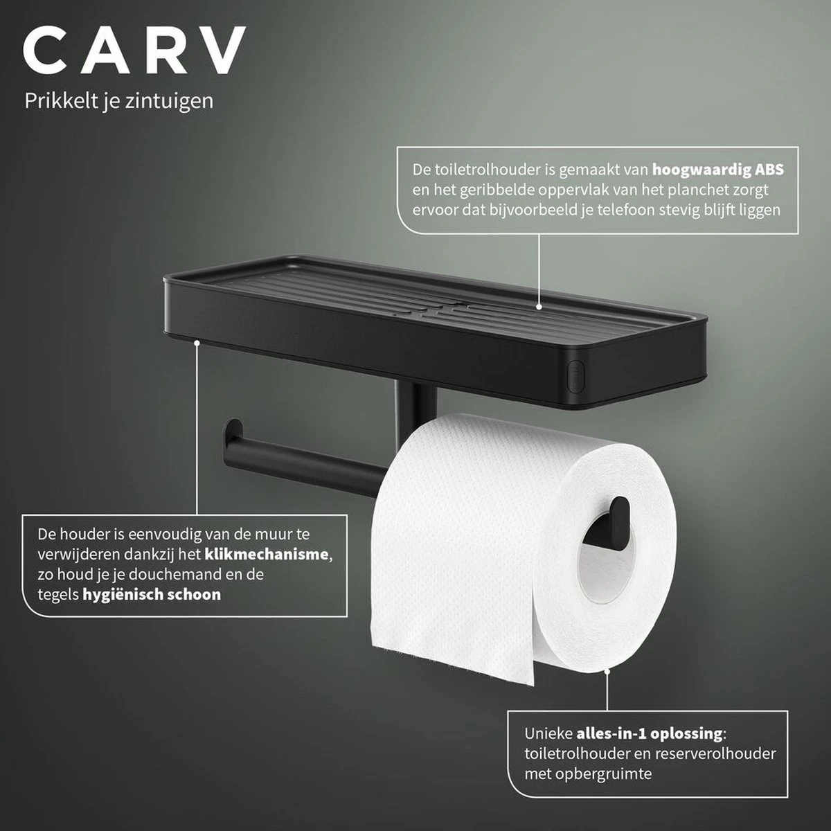 Tiger Carv - Toiletrolhouder Met Planchet - Zwart - Afbeelding 7