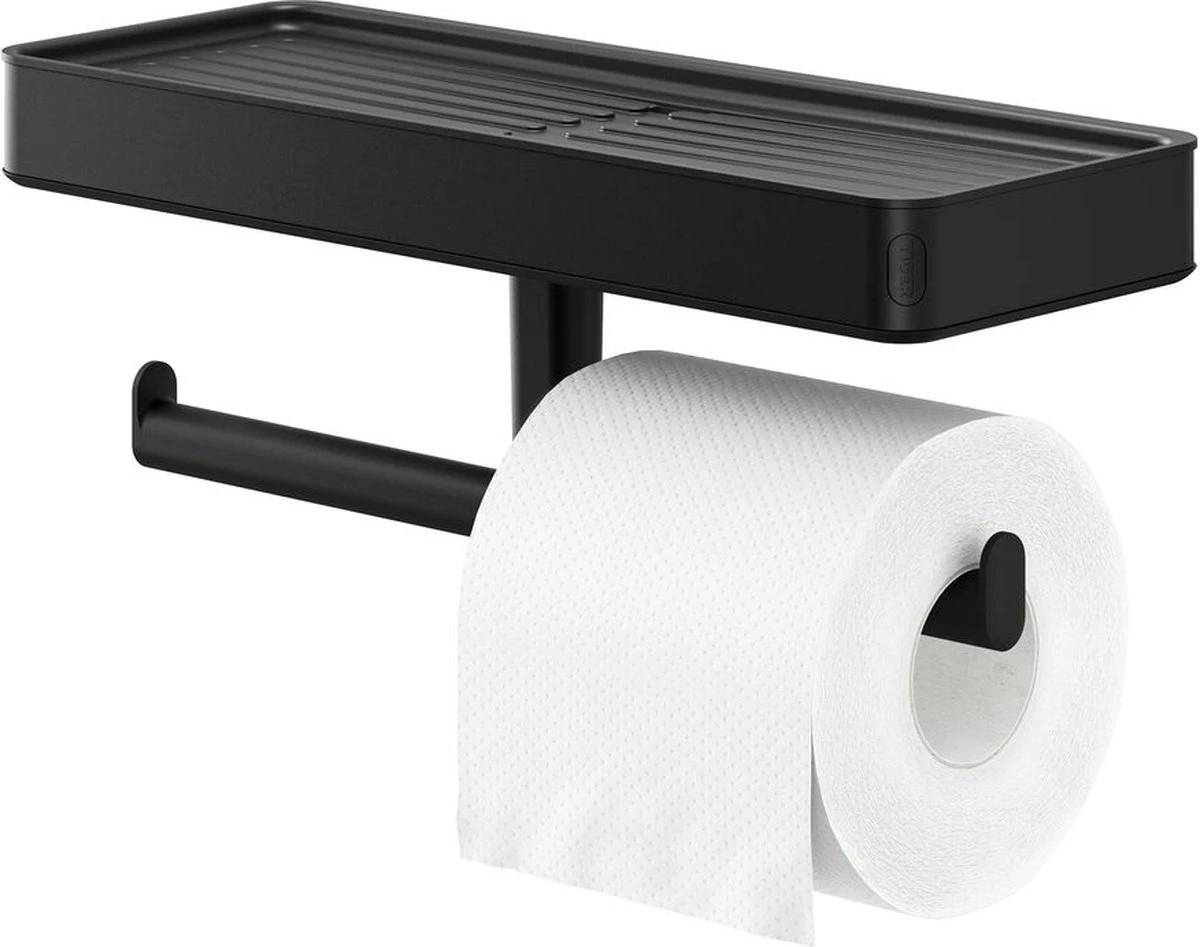 Tiger Carv - Toiletrolhouder Met Planchet - Zwart