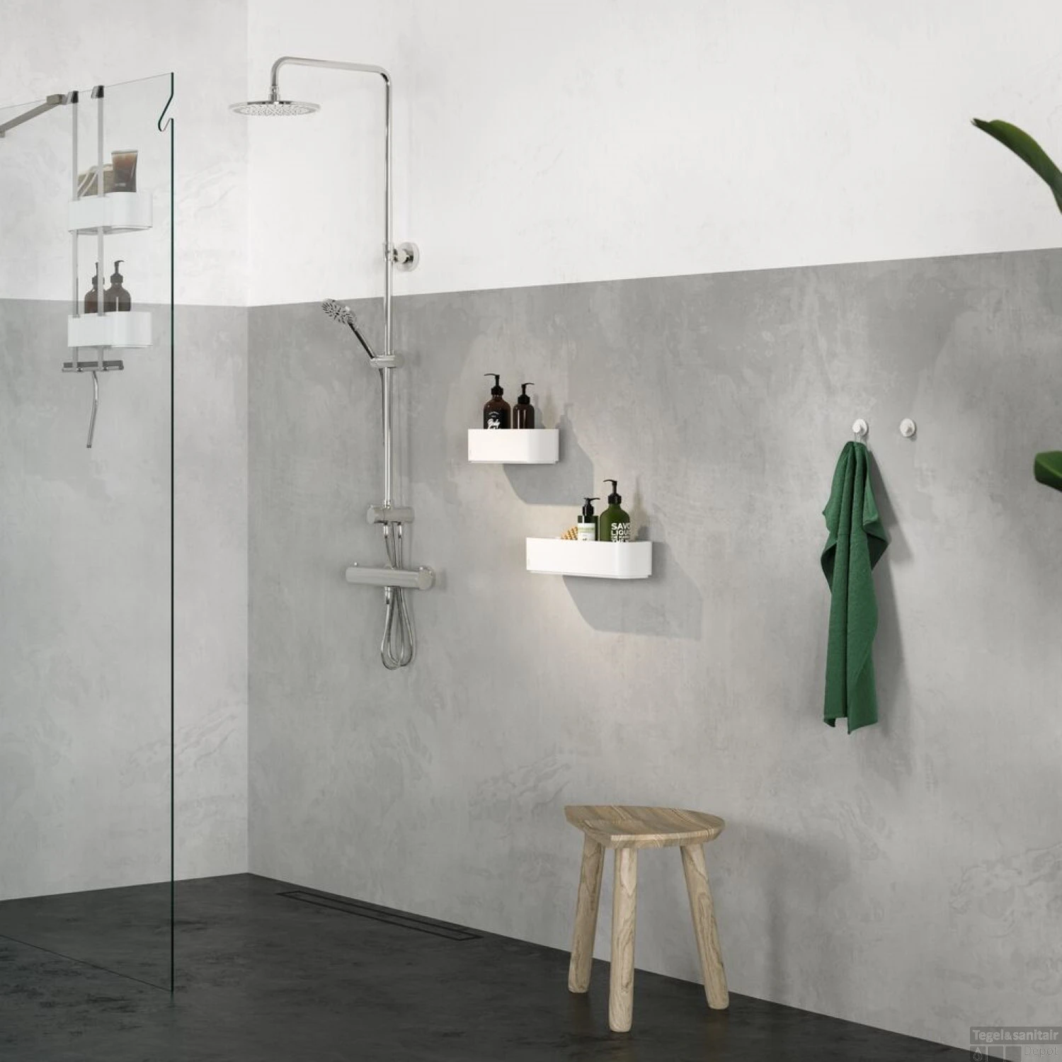 Ophangbaar Doucherek Tiger 2-Store Voor Douchekraan 25 Cm Wit - Afbeelding 9