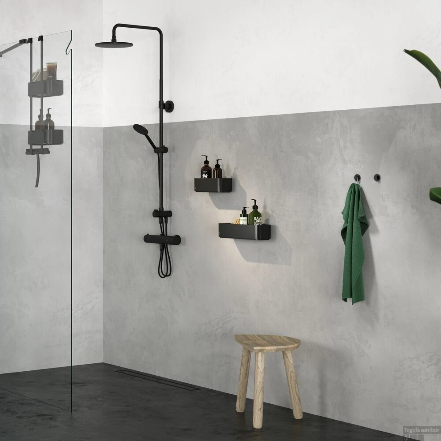 Ophangbaar Doucherek Tiger 2-Store Voor Douchekraan 25 Cm Zwart - Afbeelding 9