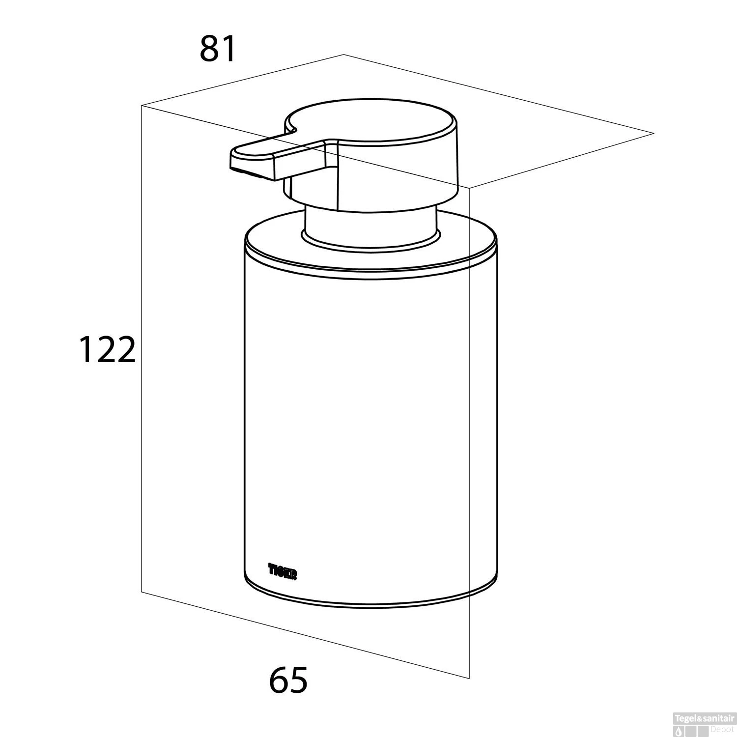 Vrijstaande Zeepdispencer Tiger Colar RVS Geborsteld - Afbeelding 5