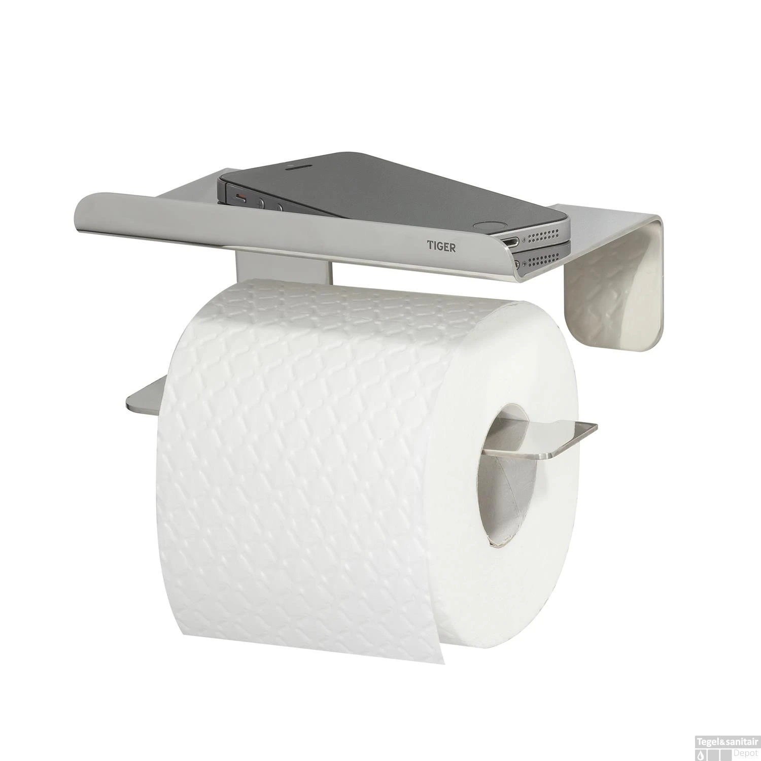 Toiletrolhouder Met Plateau Tiger Colar Gepolijst RVS