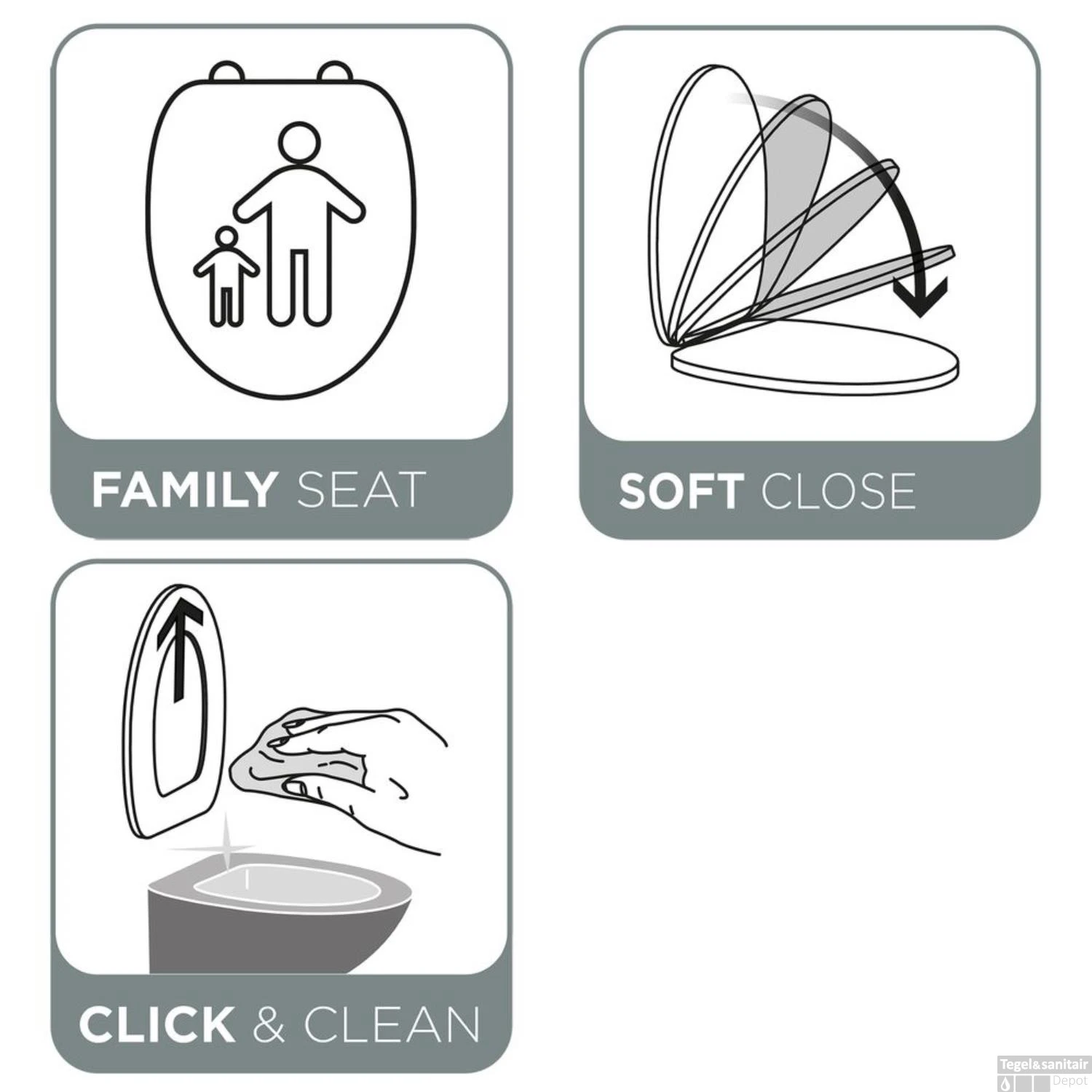 Toiletzitting Tiger Tulsa Softclose Quickrelease Thermoplast RVS Wit - Afbeelding 11
