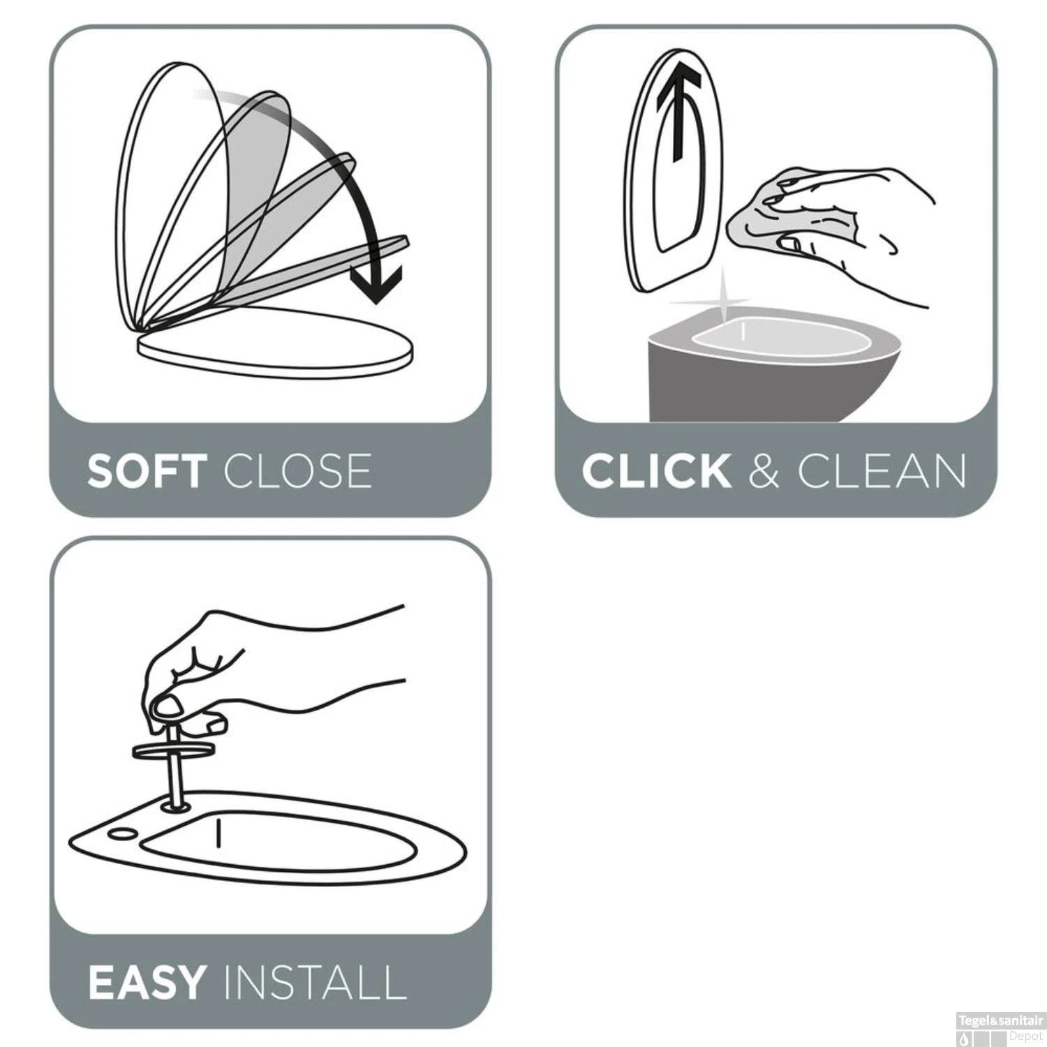 Toiletzitting Tiger Ventura Softclose Duroplast Wit - Afbeelding 7