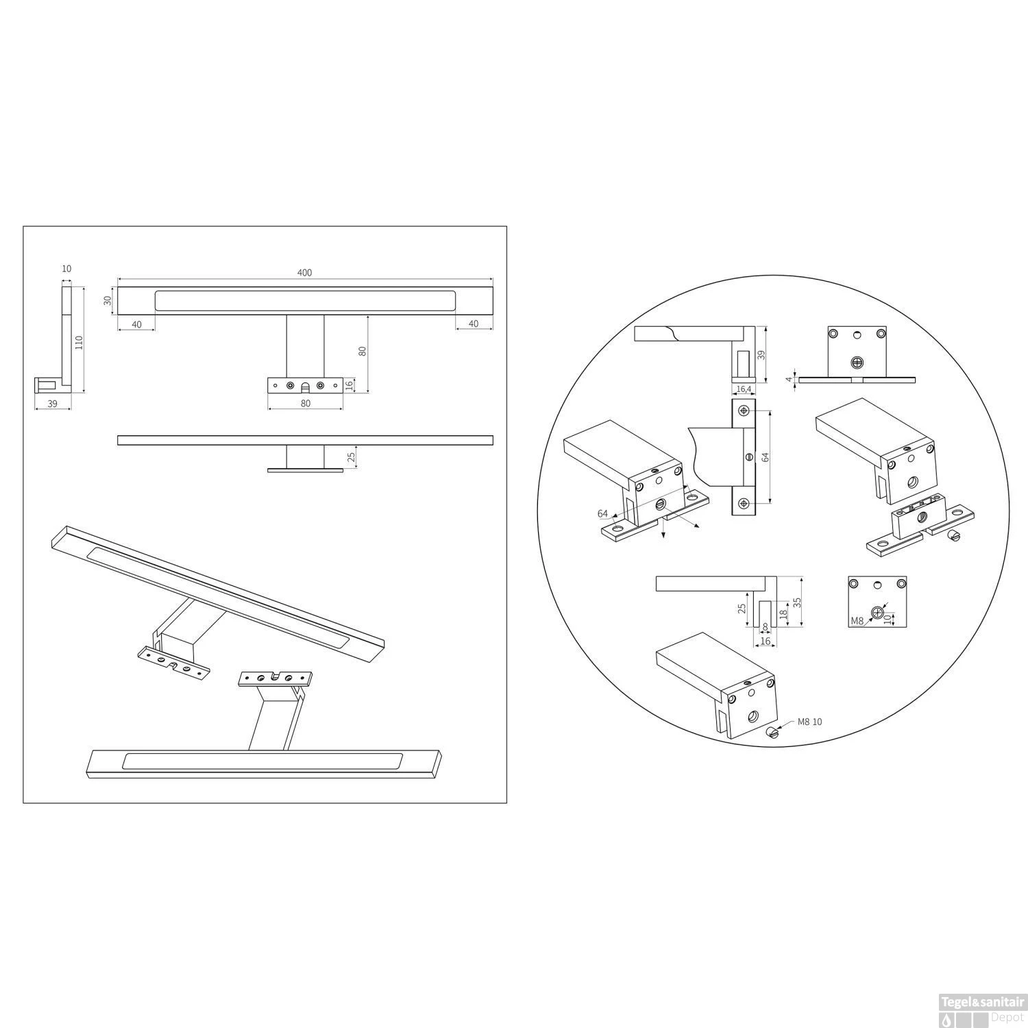 Spiegel Verlichting Tiger Ancis LED 4000K 40x4x10.5 Cm Wit - Afbeelding 9