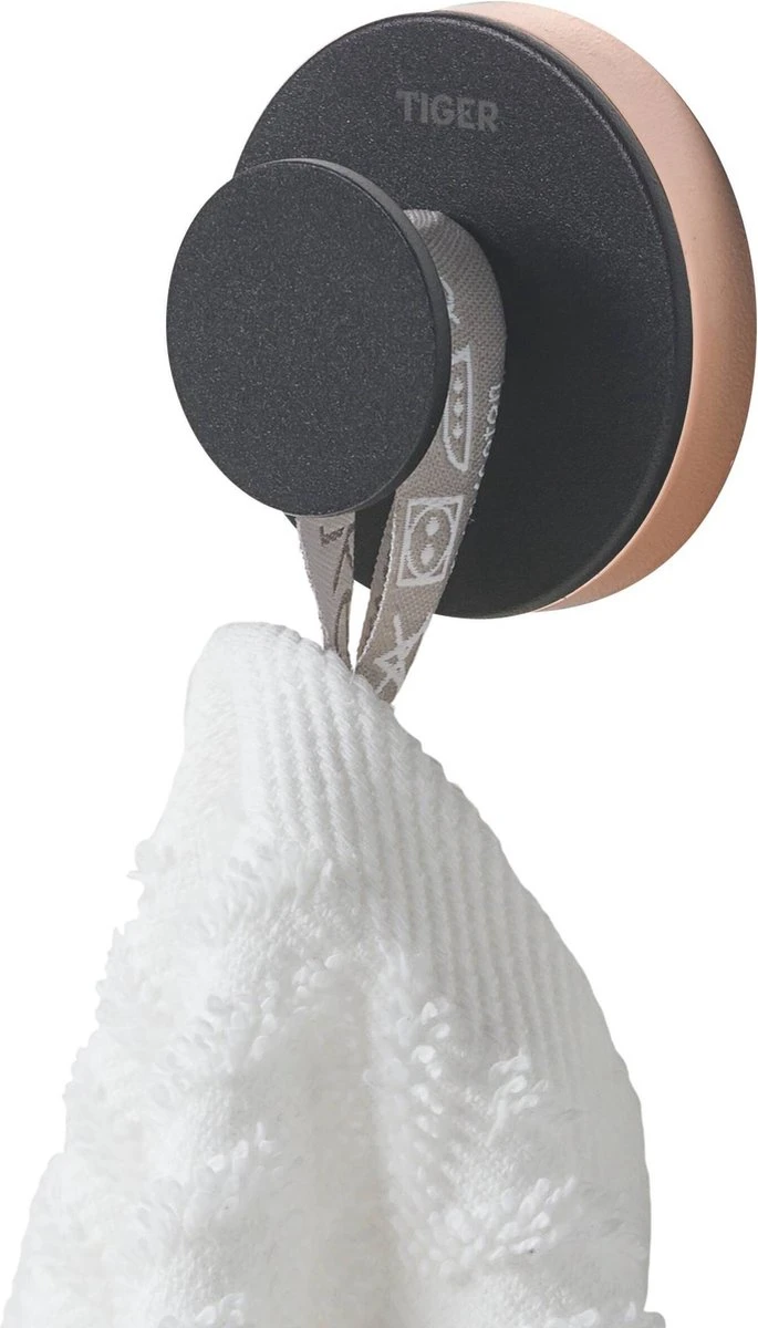 Tiger Urban - Handdoekhaak - 2 Stuks - Zwart - ø 5 Cm - Inclusief 4 Decorringen - Zelfklevend - Afbeelding 3