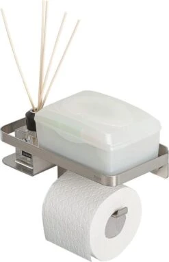 Tiger Caddy - Toiletrolhouder Met Planchet 24 Cm - RVS Geborsteld