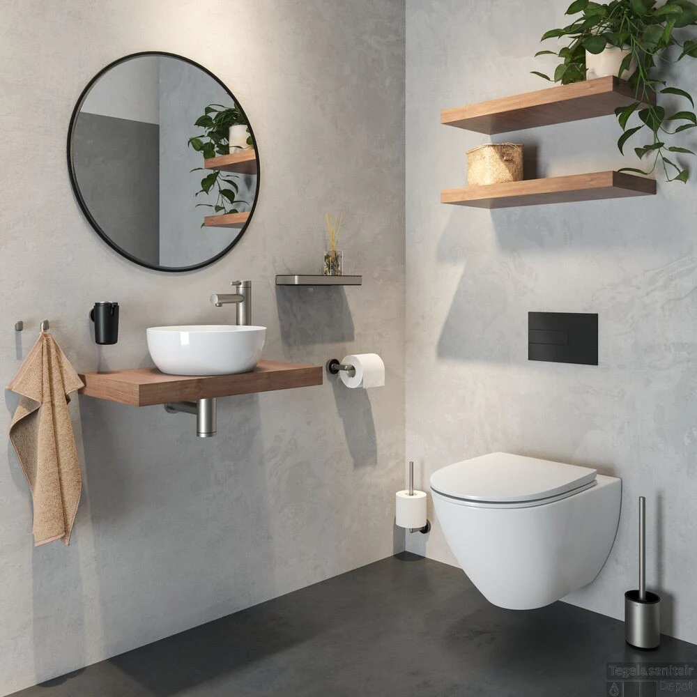 Toiletrolhouder Tiger Cooper Zonder Klep Met L-vorm RVS Geborsteld / Zwart - Afbeelding 5