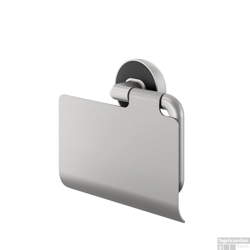 Toiletrolhouder Met Klep Tiger Cooper RVS Geborsteld / Zwart - Afbeelding 2