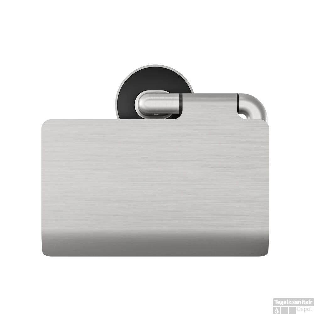 Toiletrolhouder Met Klep Tiger Cooper RVS Geborsteld / Zwart - Afbeelding 3