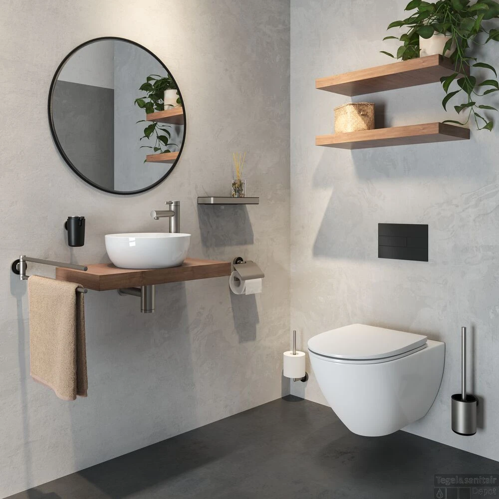 Toiletrolhouder Met Klep Tiger Cooper RVS Geborsteld / Zwart - Afbeelding 6