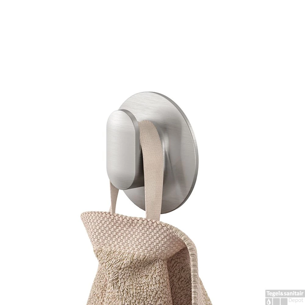 Handdoekhaak Medium Tiger Cooper Met Zelfklevende Wandsteun RVS Geborsteld