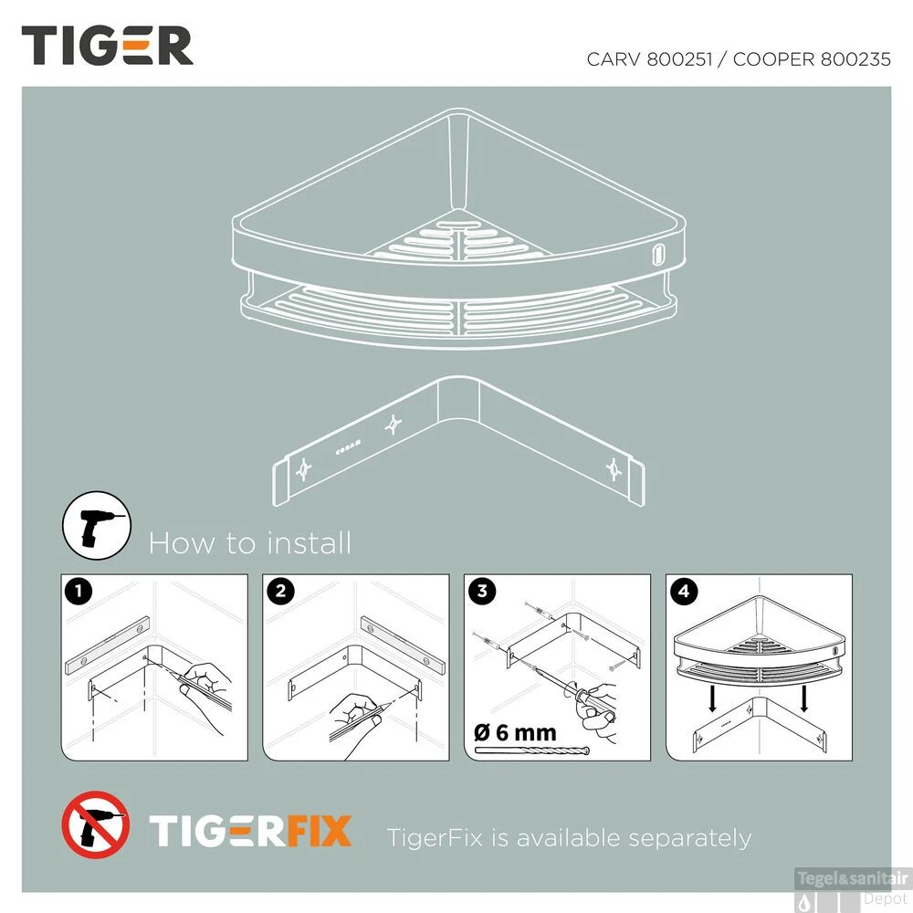 Douchemand Hoek Tiger Cooper 21 Cm Zwart / RVS Geborsteld - Afbeelding 7