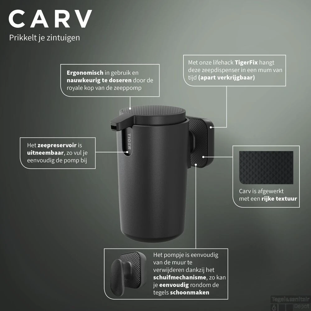 Zeepdispenser Tiger Carv 175 Ml Zwart - Afbeelding 7