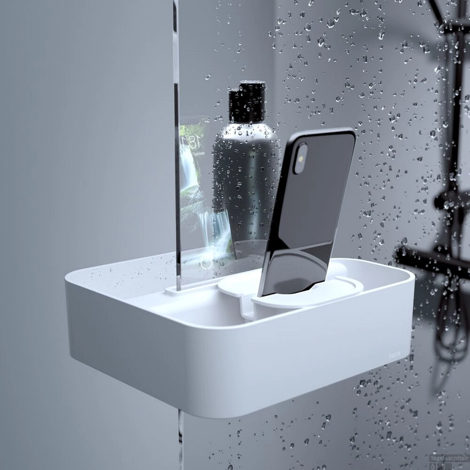 Douchemand Tiger 2-Store Voor Douchewand Met Telefoonhouder Wit