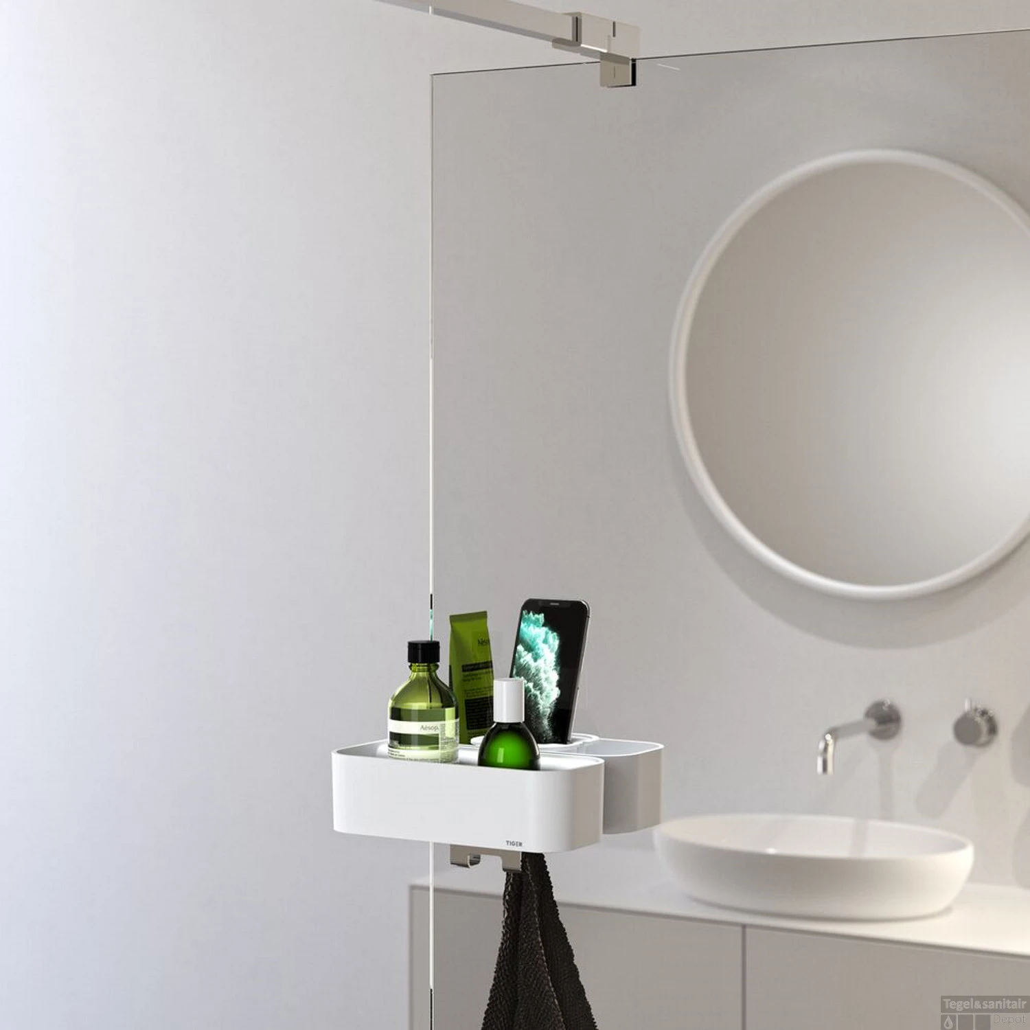 Douchemand Tiger 2-Store Voor Douchewand Met Telefoonhouder Wit - Afbeelding 6