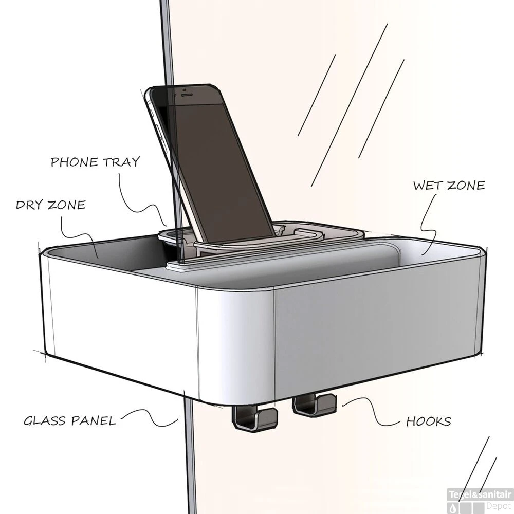 Douchemand Tiger 2-Store Voor Douchewand Met Telefoonhouder Wit - Afbeelding 4