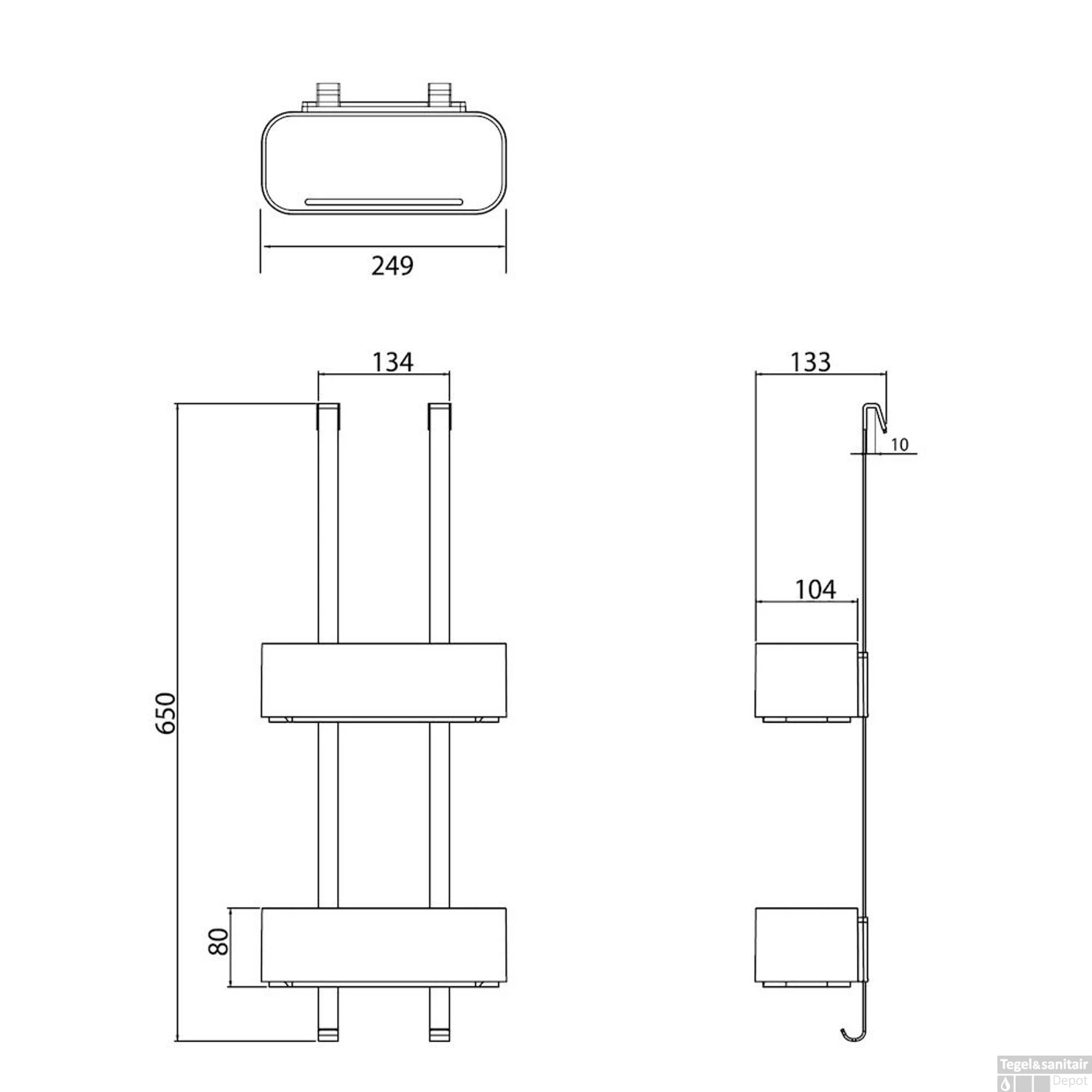 Doucherek Ophangbaar Tiger 2-Store 25 Cm Zwart - Afbeelding 6
