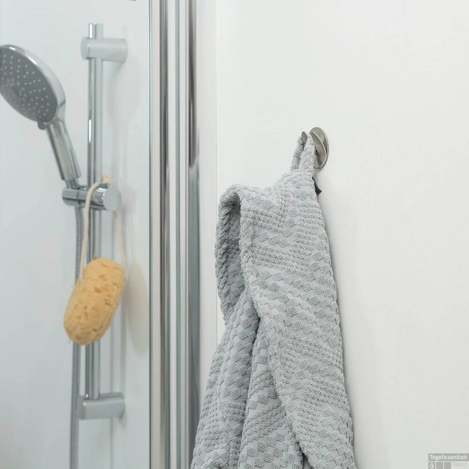 Handdoekhaak Tiger Round Dubbel Met Schroef 2 Haken RVS - Afbeelding 2