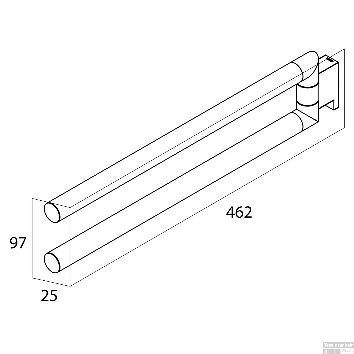 Handdoekrek Tiger Bold 2-armig Mat Zwart - Afbeelding 2