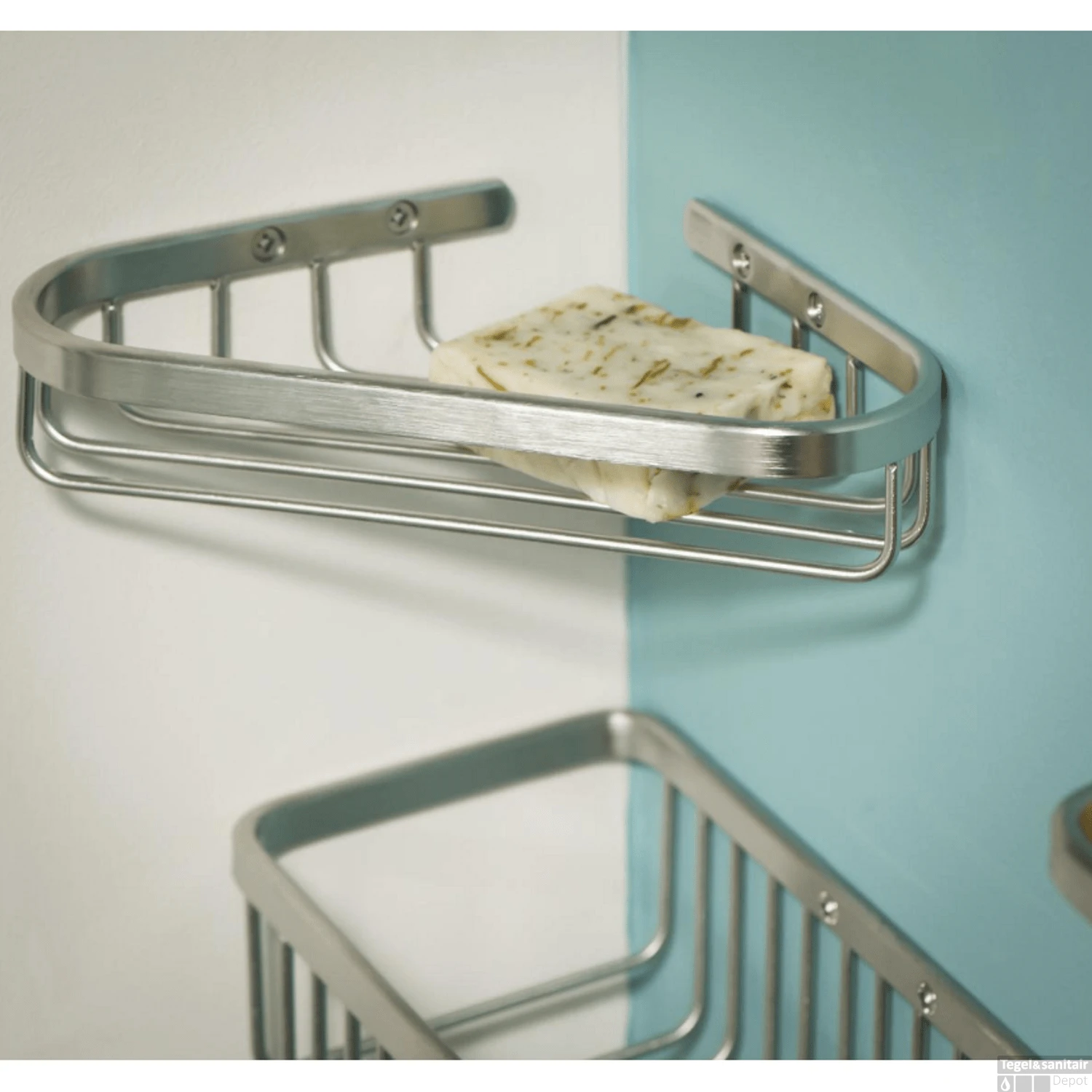 Hoekzeephouder Groot Tiger Exquisit RVS Geborsteld - Afbeelding 2