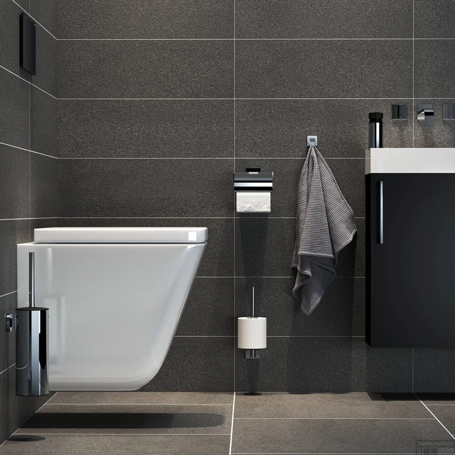 Tiger Dock Toiletborstel Met Houder Wandmodel Chroom 9x11x38 Cm - Afbeelding 4