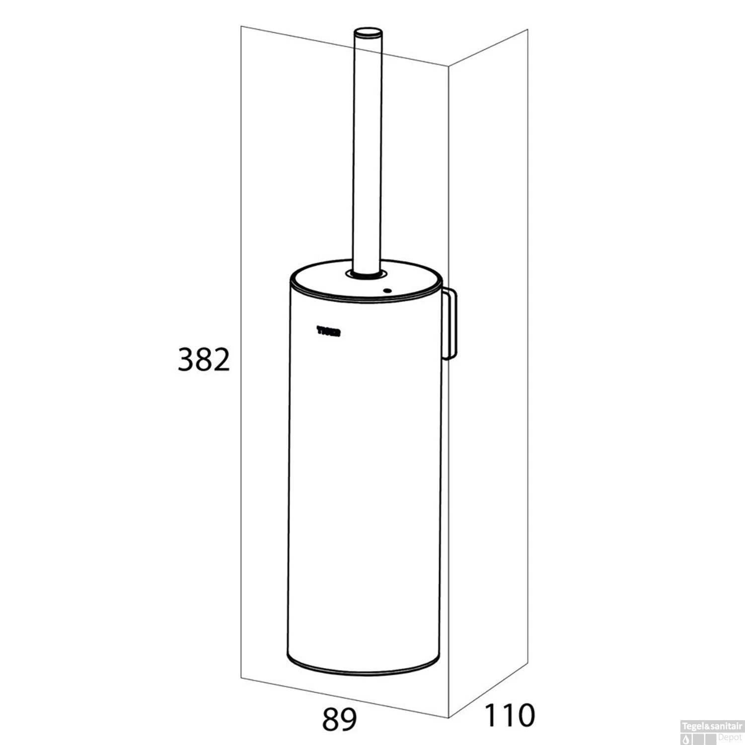 Tiger Dock Toiletborstel Met Houder Wandmodel Chroom 9x11x38 Cm - Afbeelding 5