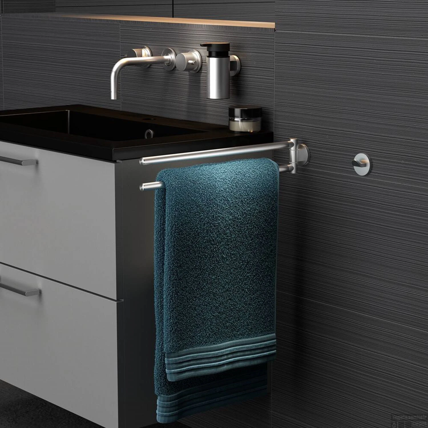 Tiger Noon Handdoekenrek 2 Arming RVS Geborsteld 8x5x45 Cm - Afbeelding 3