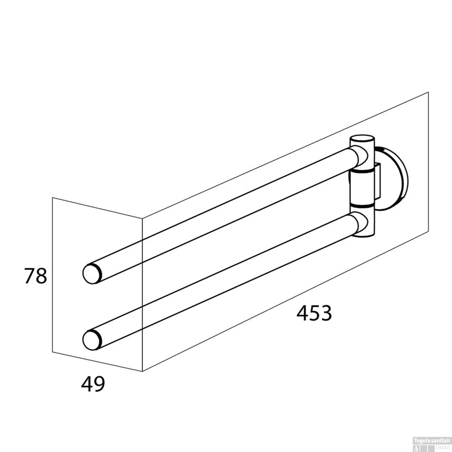 Tiger Noon Handdoekenrek 2 Arming RVS Geborsteld 8x5x45 Cm - Afbeelding 4