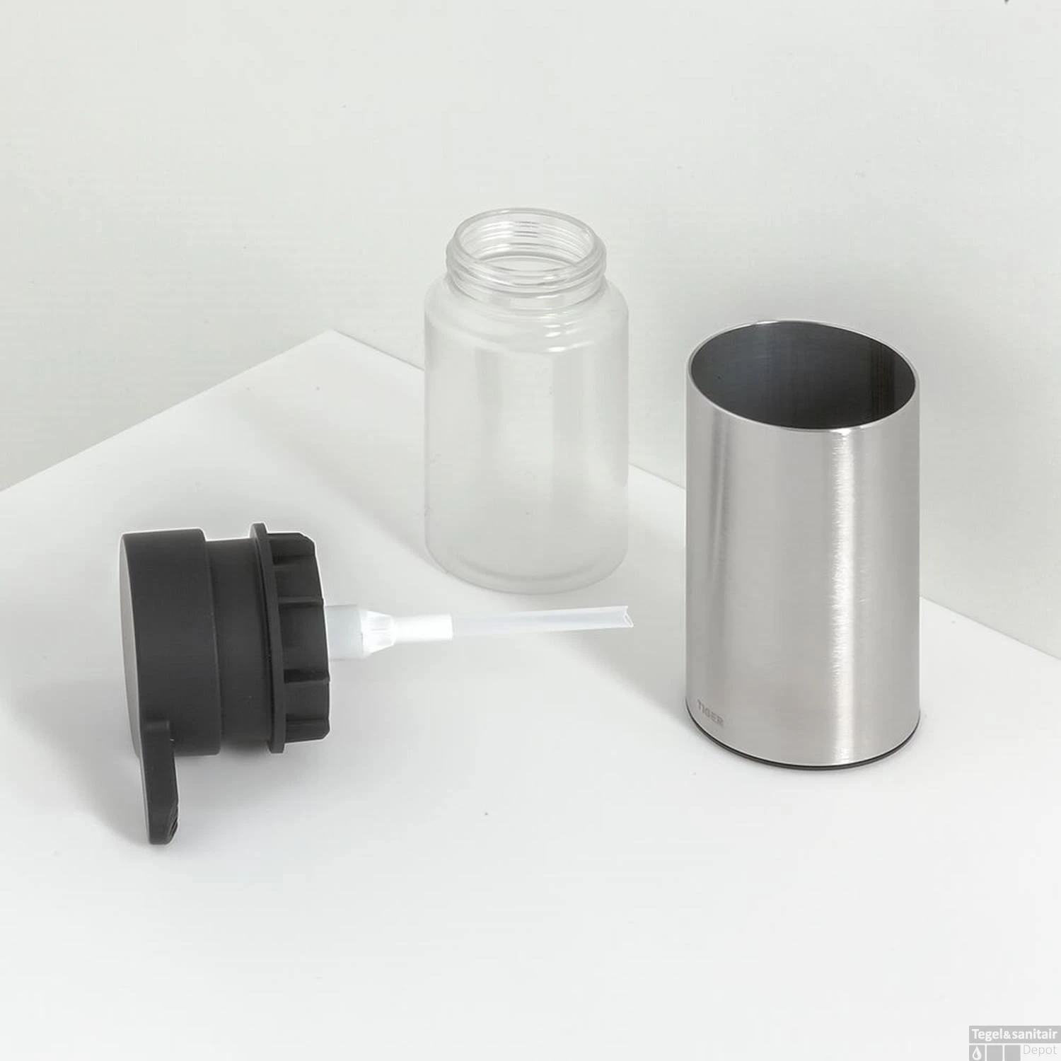 Tiger Noon Zeepdispenser Vrijstaand RVS Geborsteld 13x8x5.5 Cm - Afbeelding 2