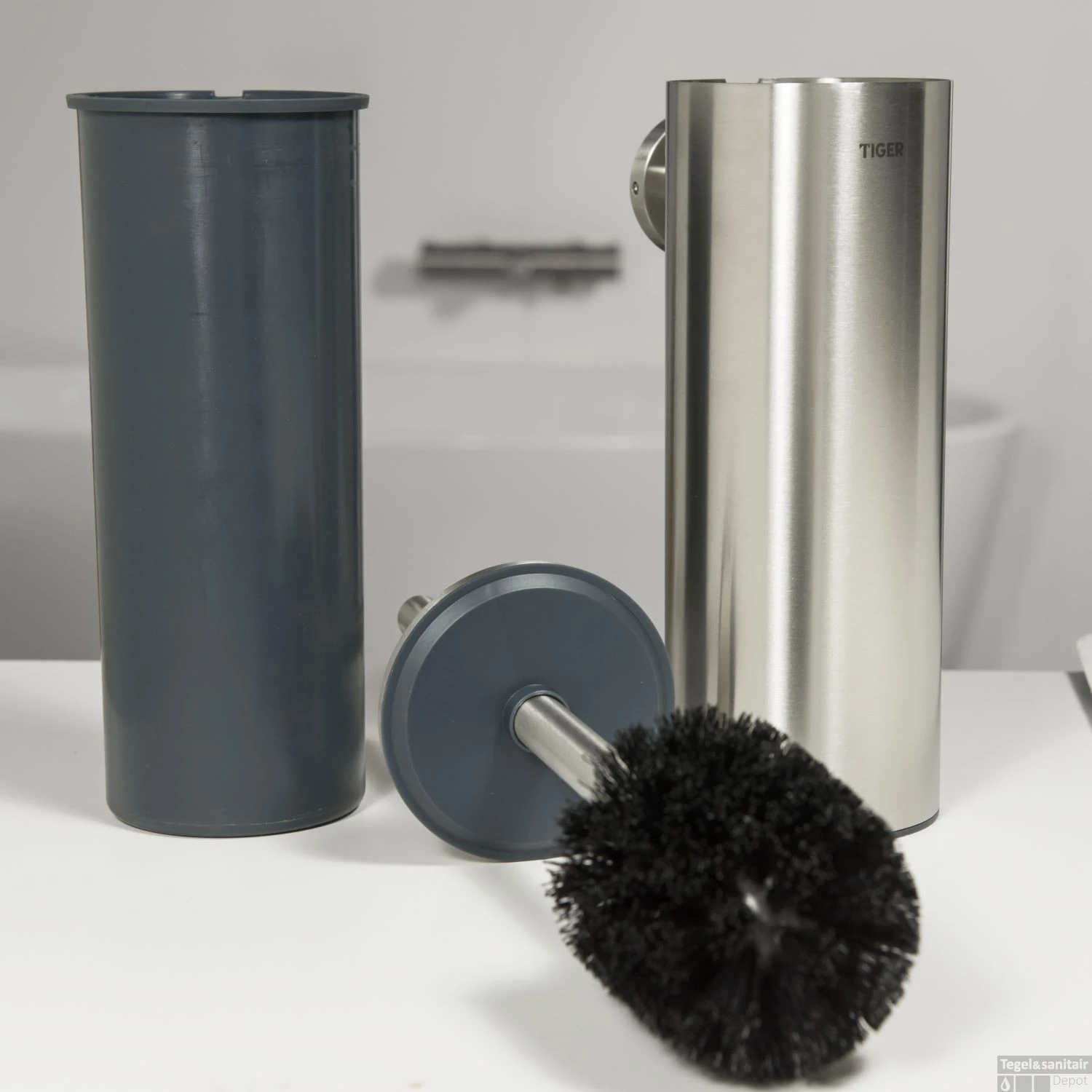 Toiletborstelhouder Tiger Boston Muur RVS Geborsteld 35.6 Cm - Afbeelding 2