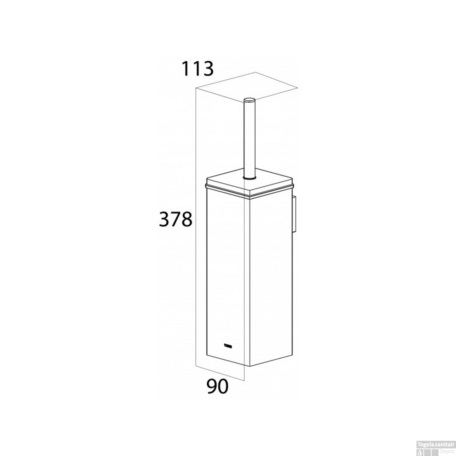 Toiletborstelhouder Tiger Items Vierkant Muur RVS - Afbeelding 2