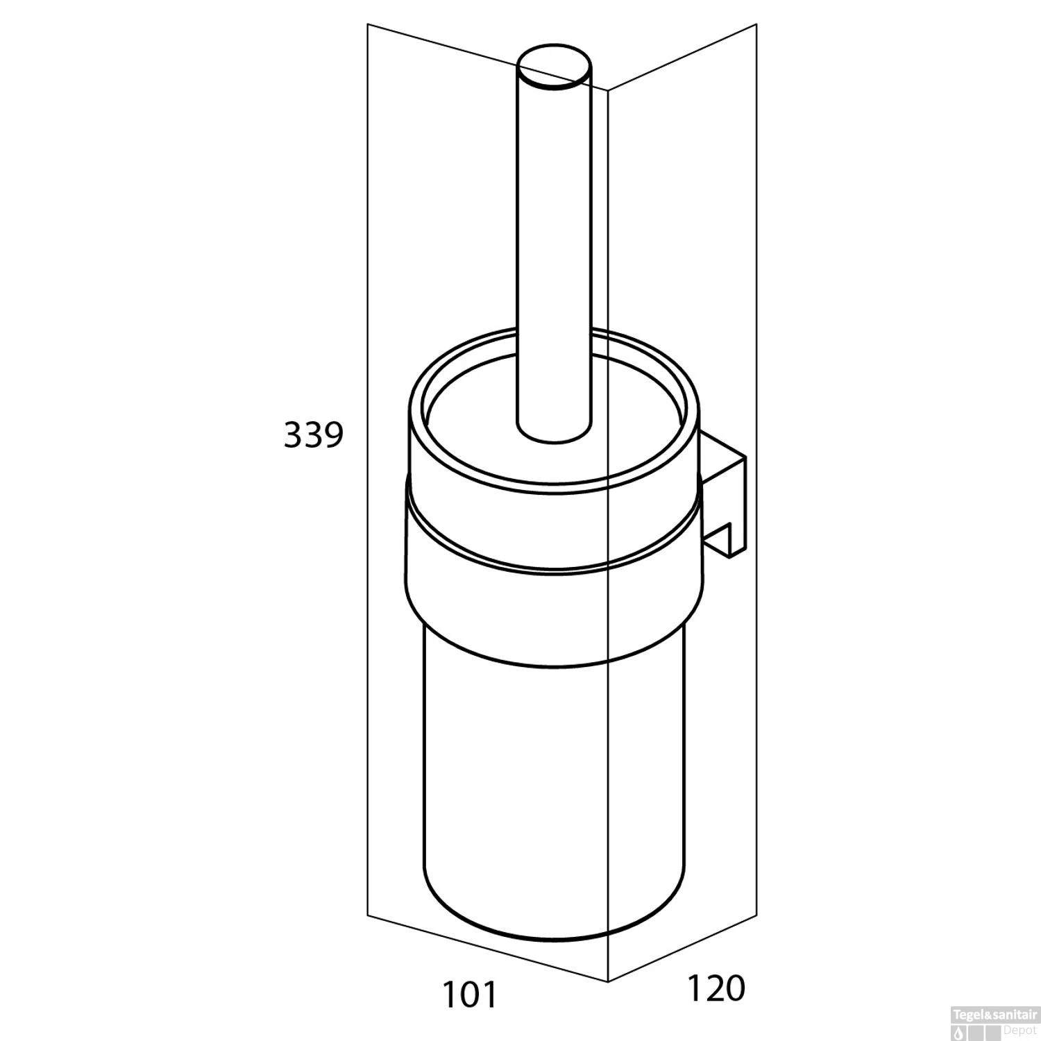 Toiletborstelhouder Tiger Bold Muur Glas/Mat Zwart 33.9 Cm - Afbeelding 5