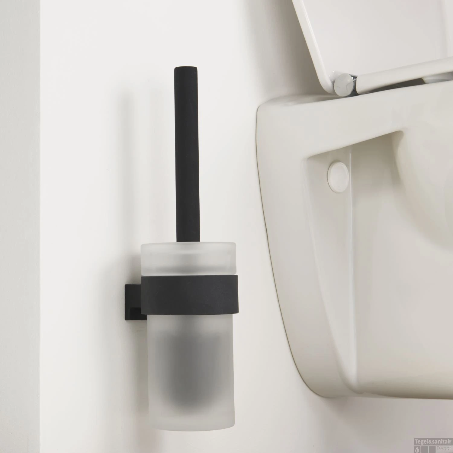 Toiletborstelhouder Tiger Bold Muur Glas/Mat Zwart 33.9 Cm