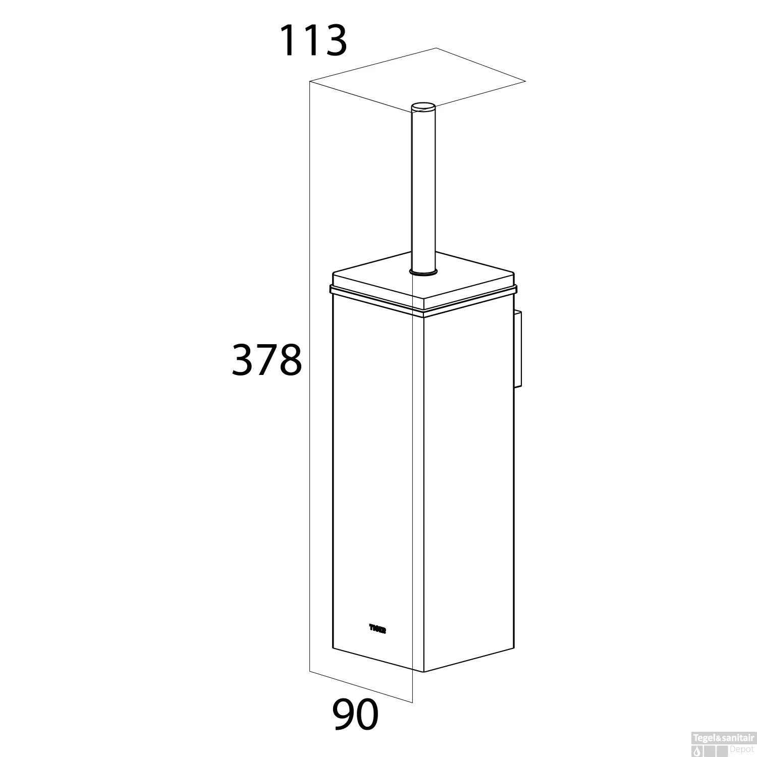 Toiletborstelhouder Tiger Items Muur Chroom 38 Cm - Afbeelding 2