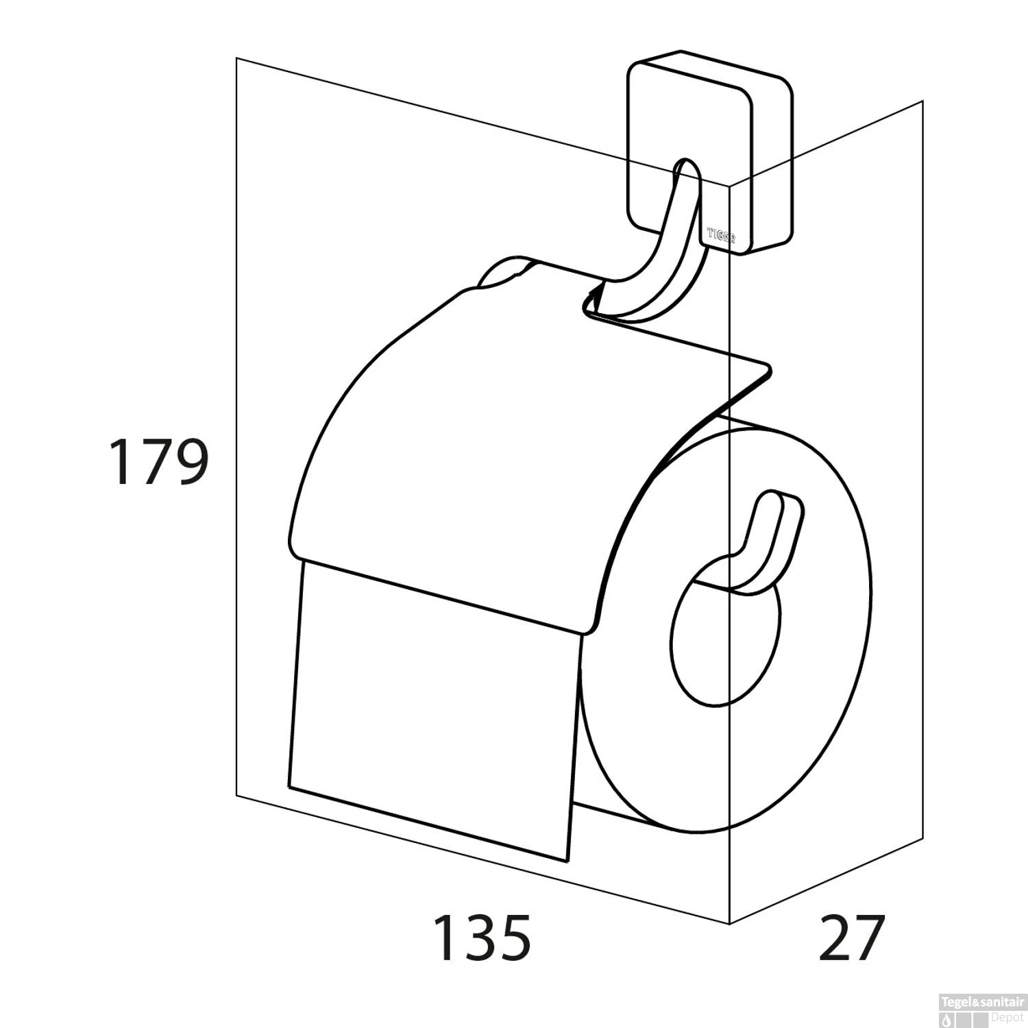 Toiletrolhouder Tiger Impuls Met Klep RVS Geborsteld - Afbeelding 2