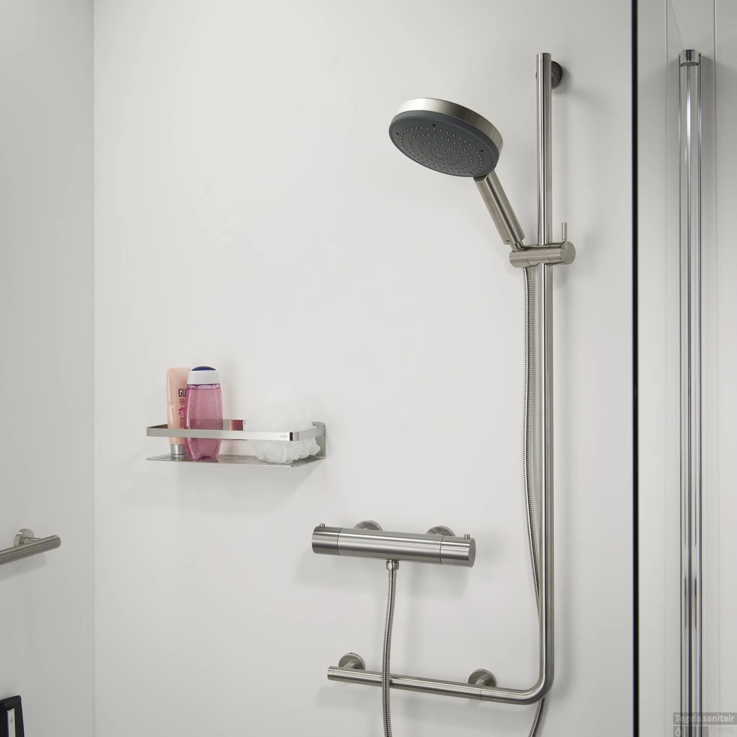 Wandbeugel Met Glijstang Tiger Boston Comfort En Safety 114 Cm Rechts RVS - Afbeelding 3