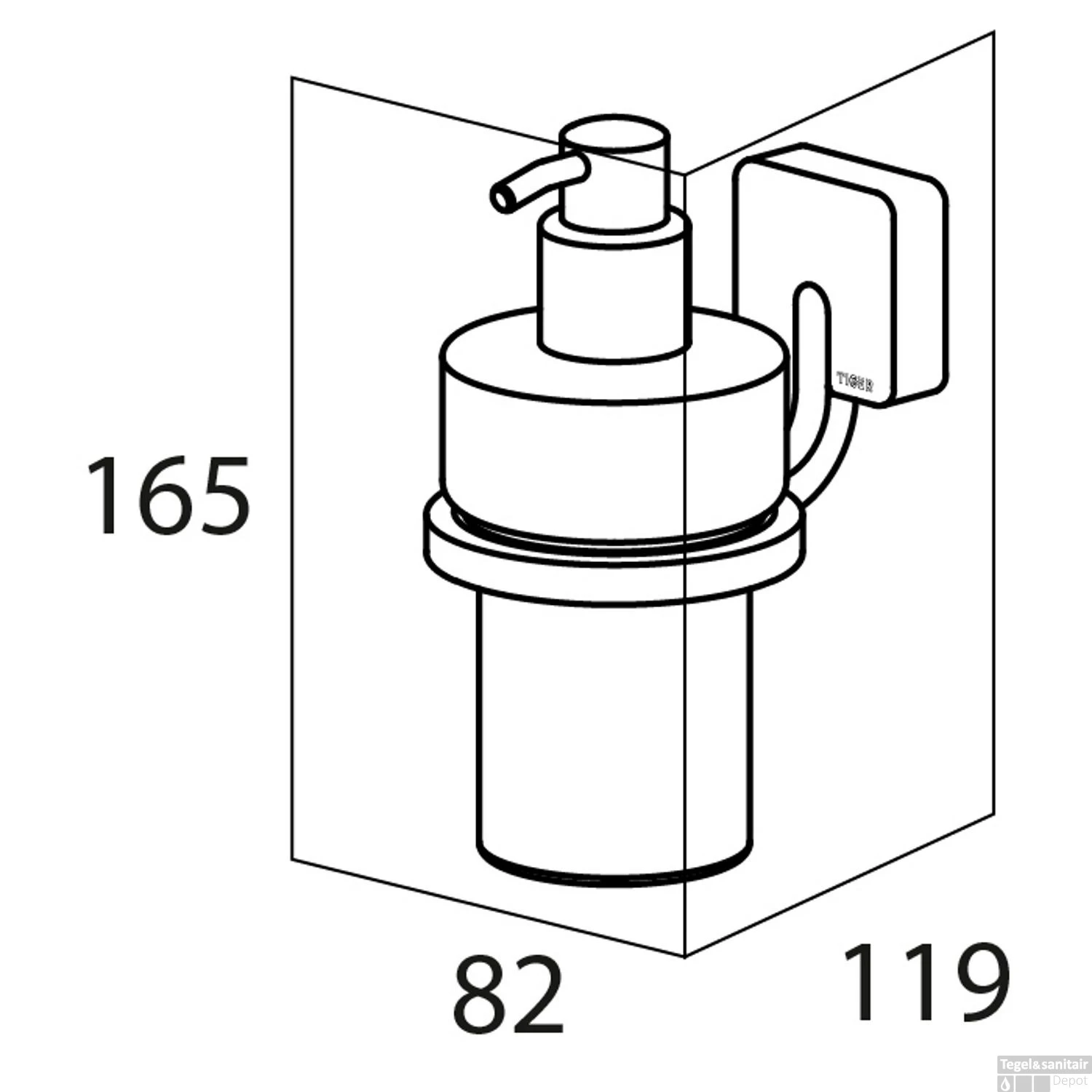 Zeepdispenser Tiger Impuls Muur Glas/RVS Geborsteld - Afbeelding 2