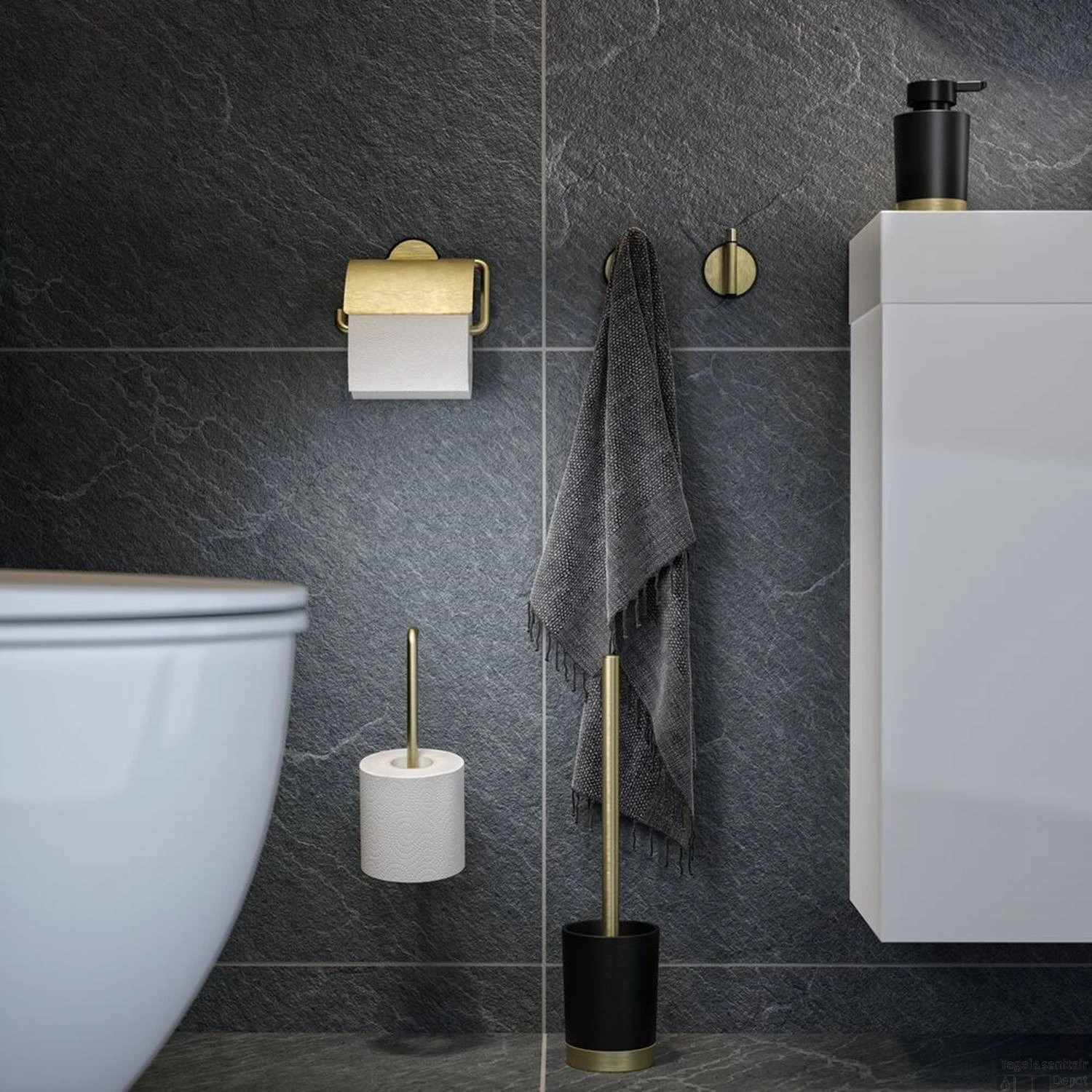 Zeepdispenser Tiger Tune Vrijstaand Messing Geborsteld / Zwart - Afbeelding 2